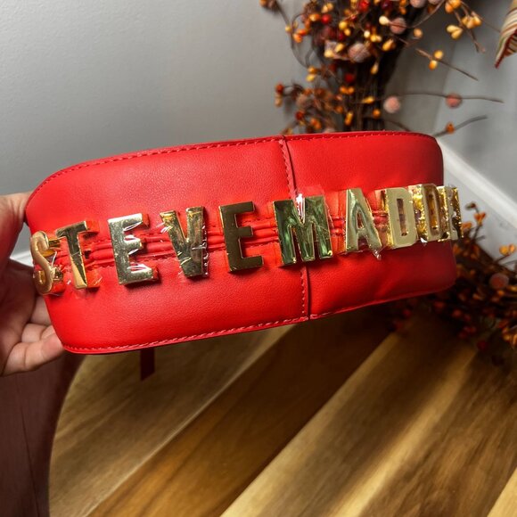 Steven Madden BSabine Y2K Hobo Shoulder Bag in Lipstick Red Soft Faux Leather - Picture 5 of 12